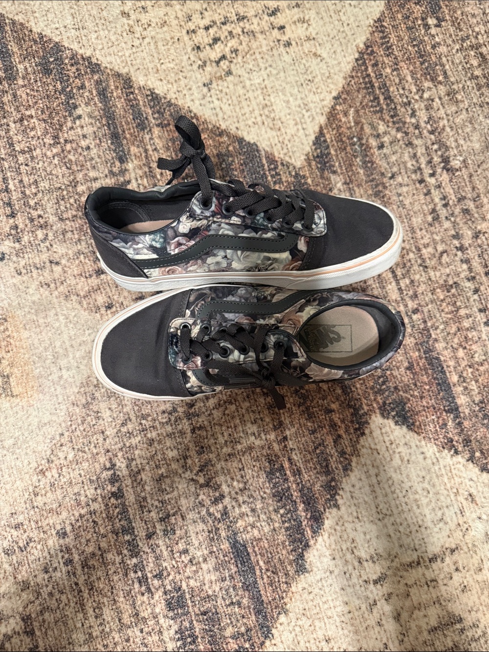 Vans Floral Black & Cream Low-Top Sneakers